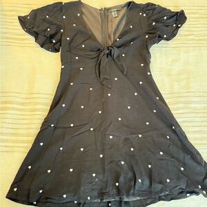 Forever 21 Black Dress with White Heart Pattern
